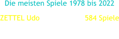 Die meisten Spiele 1978 bis 2022  ZETTEL Udo                    584 Spiele GRIESSACHER Klaus         545 Spiele TREMMEL Raimund          534 Spiele